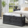 LIDYUK 3 Drawer Black Dresser for Bedroom Farmhouse Dresser Chest of Drawers, 48" End of Bed Storage Bench Wide Chest of Drawers for Bedroom, Living Room