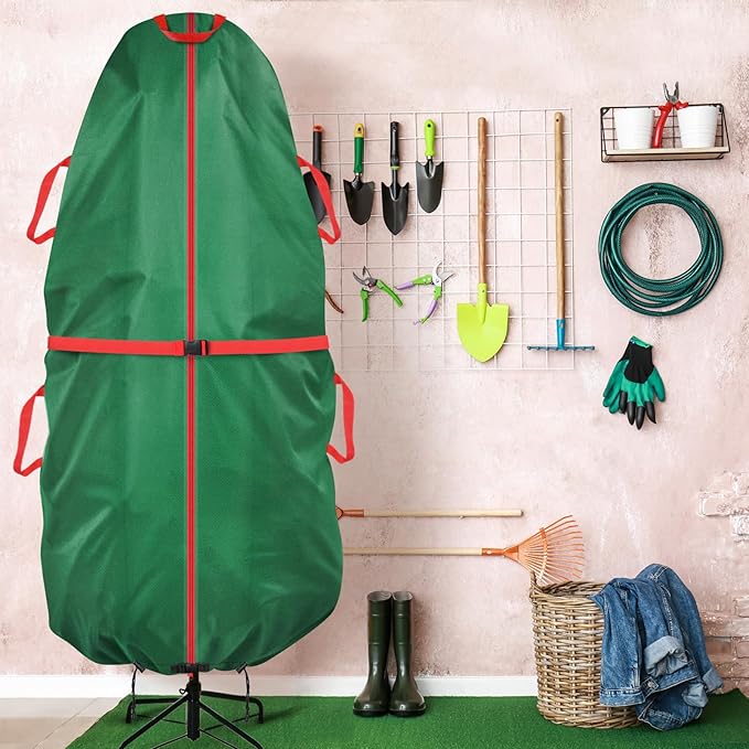 Jumbo Upright Christmas Tree Storage Bag, Upright Christmas Tree Storage Cover with Zipper & Adjustable Straps,Tear Resistant Upright Storage Christmas Tree Cover for 6 Foot Assembled Christmas Tree