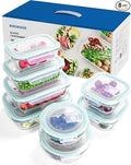 BOROHOUSE 8-Piece Borosilicate Glass Food Storage Containers Set with Airtight Lids - Oven, Microwave & Freezer Safe, Leak-Proof, BPA-Free - Baking, Meal Prep & Gift Ready