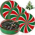 4 Pack 36 Inch Wreath Storage Containers, Hard Shell Christmas Garland Storage Bags with Handle Dual Zipper, Large Red Green Round Storages Box for Xmas Valentine Winter Wreath