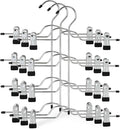 TOPIA HANGER 4 Tier Metal Skirt Hangers for Women, Pants Hanger Space Saving with Adjustable Clips, Gain 70% More Space, Non Slip Grip for Slacks, Trousers, Shorts, Jeans, Towels, Black, 3-Pack, CT24B