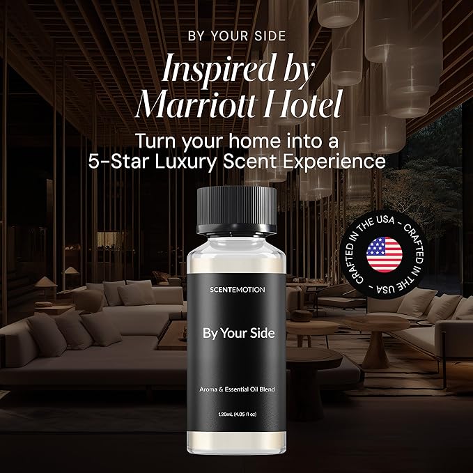 By Your Side Essential Diffuser Oil, Luxury Home Scent & Hotel Fragrance for Waterless and Ultrasonic Diffusers, Musk, Jasmine and Grapefruit Aroma | Long Lasting 4.05 fl oz (120 mL)