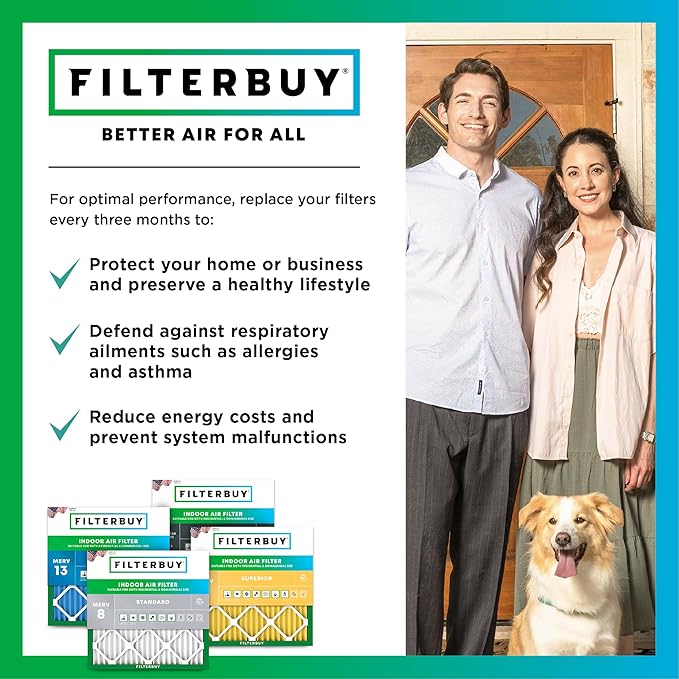Filterbuy 20x20x5 Air Filter MERV 11 Superior Pet & Allergy Defense (2-Pack), Electrostatic Pleated HVAC AC Furnace Filters for Trion Air Bear 255649-103 & More (Actual Size: 19.63 x 20.63 x 4.88)