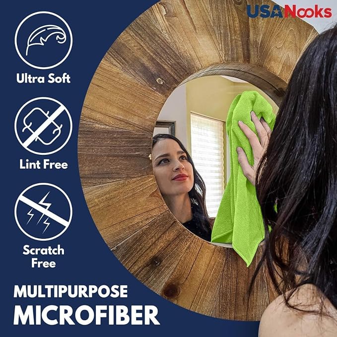 USANOOKS Microfiber Cleaning Cloth Light Green - 8 Pcs 12.5"x12.5" - High Performance - 1200 Washes, Ultra Absorbent Towels Weave Grime & Liquid for Streak-Free Mirror Shine - Car Washing Cloth