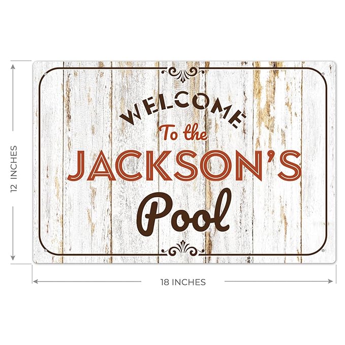 Custom Pool Sign, for Dad and Him Welcome to The Pool for Sign, 12x18 Inches, Rust Free .063 Aluminum, Fade Resistant, Made in USA by Sigo Signs