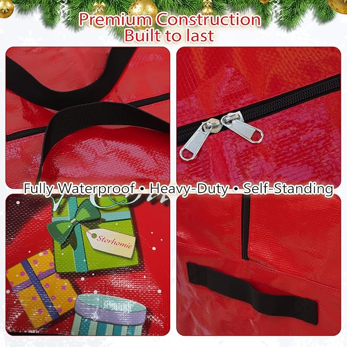 Christmas Tree Storage Bag 7.5FT, Christmas Tree Bag,Double Thickened Woven Fabric,Christmas Tree Storage for Disassembling Artificial Tree 122 X 50 X 50cm with 3 Organizer Pouches