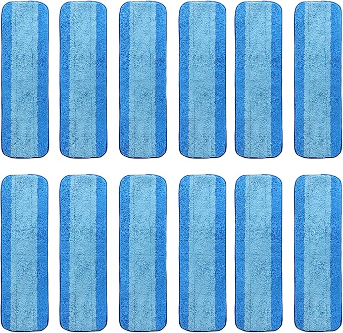 AmaVins 12 Pack Microfiber Cleaning Pads for Bona Mop, Reusable Microfiber Mop Pads for 18 Inch Mop, Hardwood Floor Replacement Cleaning Mop Pads, Machine Washes