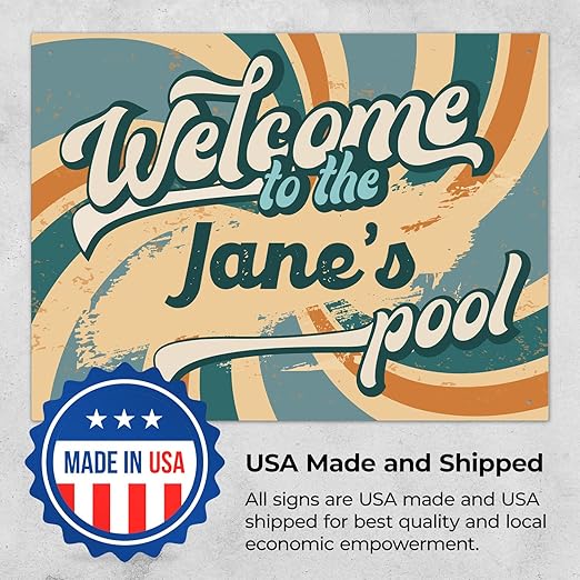 Custom Pool Sign, Fun Welcome to The Pool for Décor Sign, 18x24 Inches, Rust Free .063 Aluminum, Fade Resistant, Made in USA by Sigo Signs