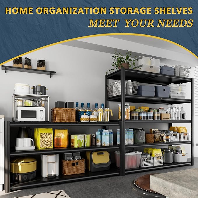 VDEVY 48" W Garage Shelving Heavy Duty 3030Lbs Storage Shelf 5 Tier Adjustable Shelving Units Metal Garage Storage Shelves for Basement, Commercial, Warehouse, Industrial, 72" H x 48" W x 24" D,