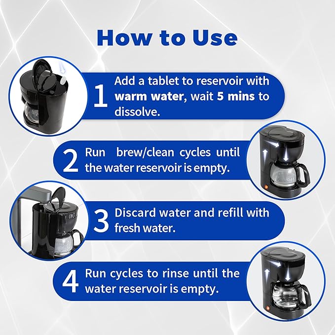 Coffee Maker Cleaner and Descaling Tablet - 24 Pack, Removes Limescale, Deep Cleans, Enhances Coffee Taste, Extends Machine Lifespan, Compatible with All Brands and Types of Coffee Makers