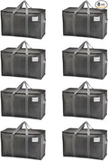 VENO 8 Pack Moving Bags and Large Christmas Storage Bins with lids. Alternative to Moving Boxes, Packing Supplies for College. Extra Large Heavy Duty Totes for Packaging (Dark Gray, 8 Pack)