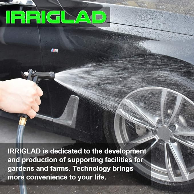 IRRIGLAD Hose Nozzle 4 Pack, Full Size Pistol Grip Water Nozzle Sprayer with Threaded Front, High Pressure Nozzle, Adjustable Spray Water Flow for Watering Plants, Showering Pet, Washing Car, Cleaning