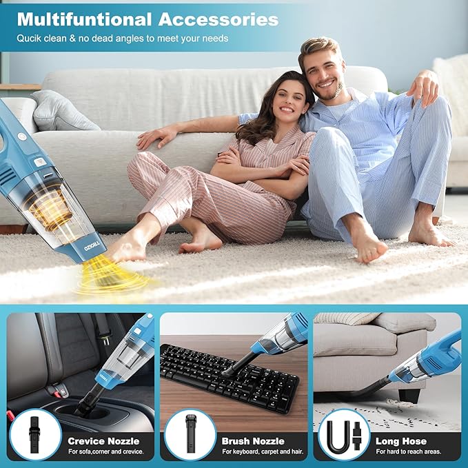 TROIZO Handheld Vacuum Cordless, 14500PA Powerful Suction Hand Held Vacuum Cleaner with Brushless Motor, Rechargeable and Portable Car Vacuum for Home Office Car Pet