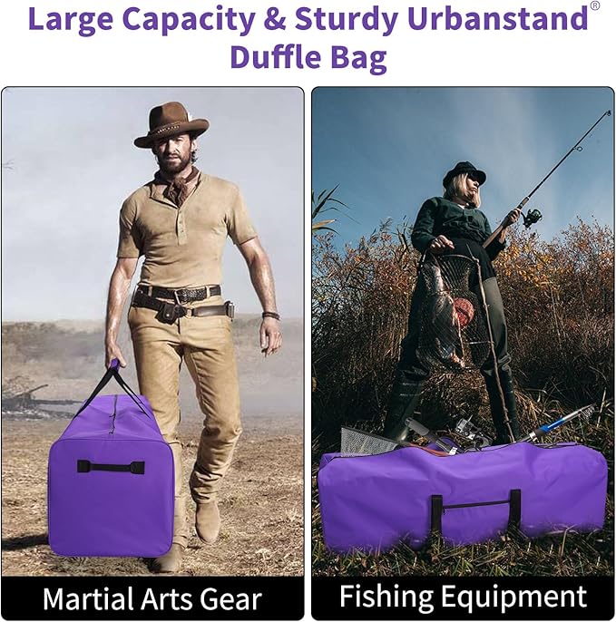Urbanstand 52 Inch Extra Large Duffle Bag for Travel, Sports Gear Storage Bag with 2-way Lockable Zippers, Long Duffel Bag for Tent Camping tripod (Purple)