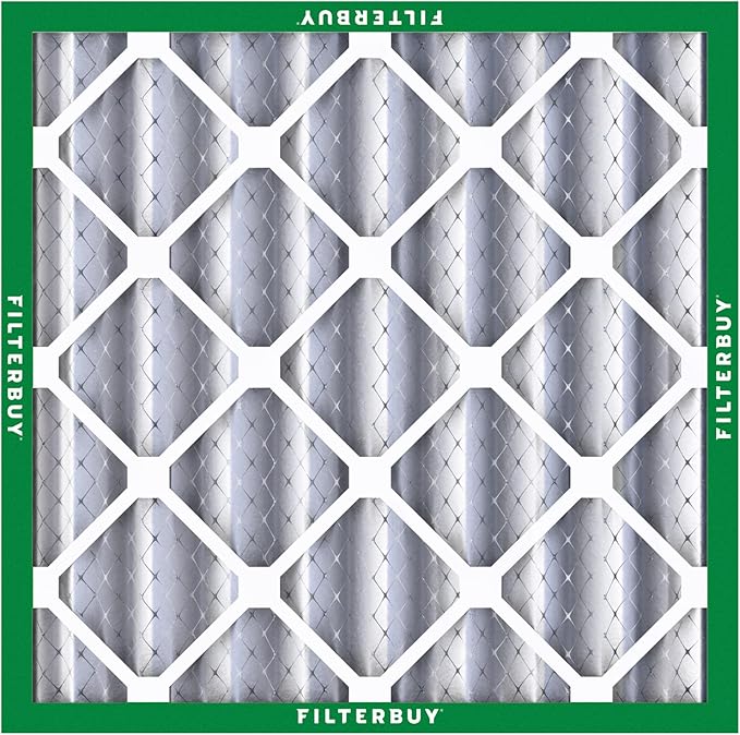 Filterbuy 25x25x4 Air Filter MERV 8 Essential Dust & Allergy Defense (6-Pack), Electrostatic Pleated HVAC AC Furnace Filters Replacement, Made in USA (Actual Size: 24.50 x 24.50 x 3.63)