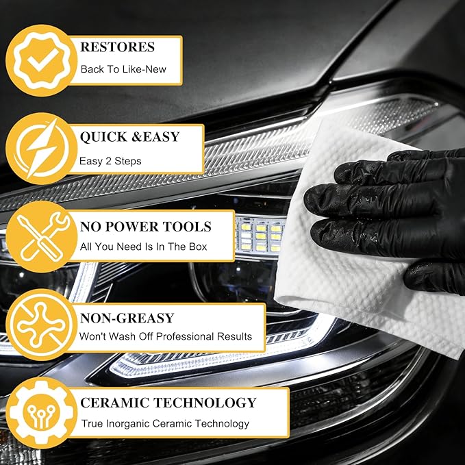 Ceramic Headlight Restoration Kit,Ceramic Trim Coat Kit,Ceramic Headlight Restoration Professional Detailer Pack,Ceramic Glass Coat Protectant,Easily Remove Oxidation From Old And Faded Headlights