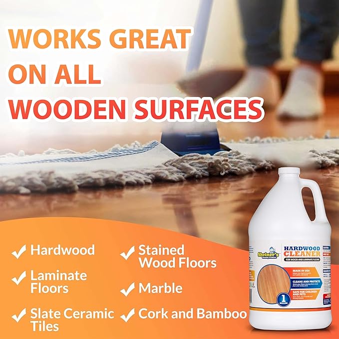 Sheiner's Hardwood Floor Cleaner, Laminate Floor Cleaner, Deep Cleansing Formula for Wood and Tile, pH Neutral and Non-Toxic, Compatible with Sprayer Bottles for Cleaning, 1 Gallon
