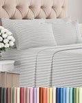Cal King 6 Piece Sheet Set - Comfy Breathable & Cooling - Soft Hotel Luxury Bedding Set w/ 8-16 Inch Deep Pockets - 1 Flat & 1 Fitted Sheet & 4 Pillowcases - Wrinkle Free & Easy Care - Grey Stripes 2