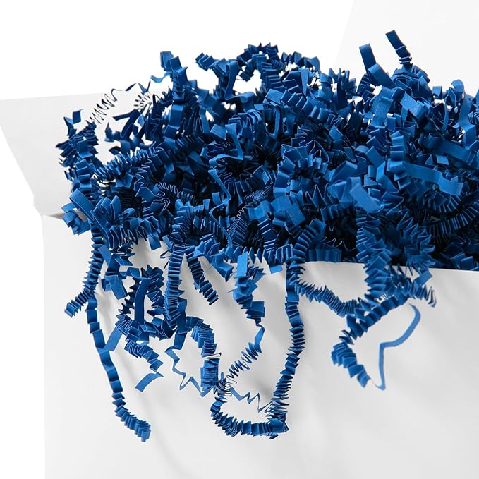 Mefleet 1 LB Crinkle Cut Paper Shred Filler Dark Blue Crinkle Shredded Paper for Gift Box - Gift Basket Bag Filler - Grass Cushion Stuffing for Father's day, Birthday Packaging Wrapping