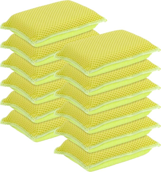 Microfiber Non-Scratch Dish & Kitchen Scrubber Heavy-Duty Household Cleaning Sponges, Multi-Purpose Cleaning Supplies for Dishes and Kitchens Pack of 12