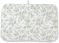 Sage Green Floral Dish Drying Mat 18 x 24 Inch Vintage Light Green Floral Drying Mat for Kitchen Counter Absorbent Spring Summer Flowers Dishes Dry Pad for Drainer Rack Kitchen Fast Dry