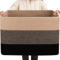 OIAHOMY 108L Super Large Blanket Basket, 25”x16”x16” Rectangle Woven Baskets for Storage, Cotton Rope Basket For Living Room, Toy Storage with Handle- Yellow and Black
