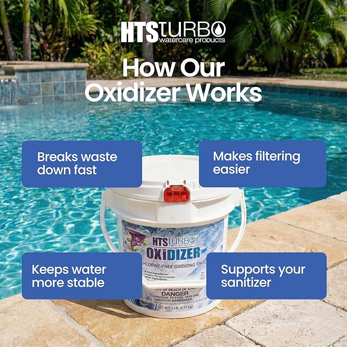 Oxidizer Shock for Pools, Hot Tubs & Spas - 5 lbs Made in USA | Fast-Dissolving Oxidizing Shock for Pool | Non Chlorine Pool Shock Treatment | Non Chlorine Shock for Pool Clears Water