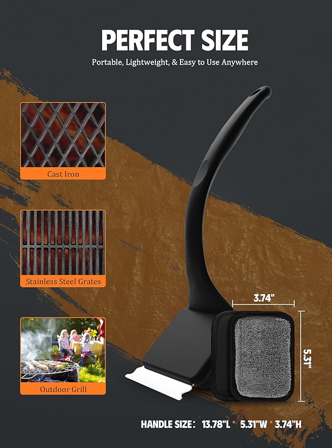 MEKER Grill Brush Bristle Free Replacement Pad, Ultra Safe Cleaning, Grill Cleaner Pad, Grill Brush Replacement Pad, 4 PCS