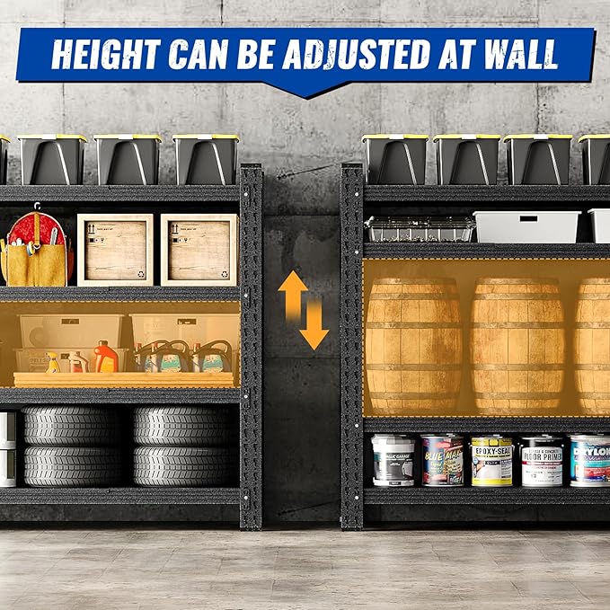 BYNSOE 71" W Storage Shelves 5000lbs Garage Metal Shelving Heavy Duty Garage Shelves Adjustable Storage Shelves for Industrial, Factory,71" W X 24" D X 69" H