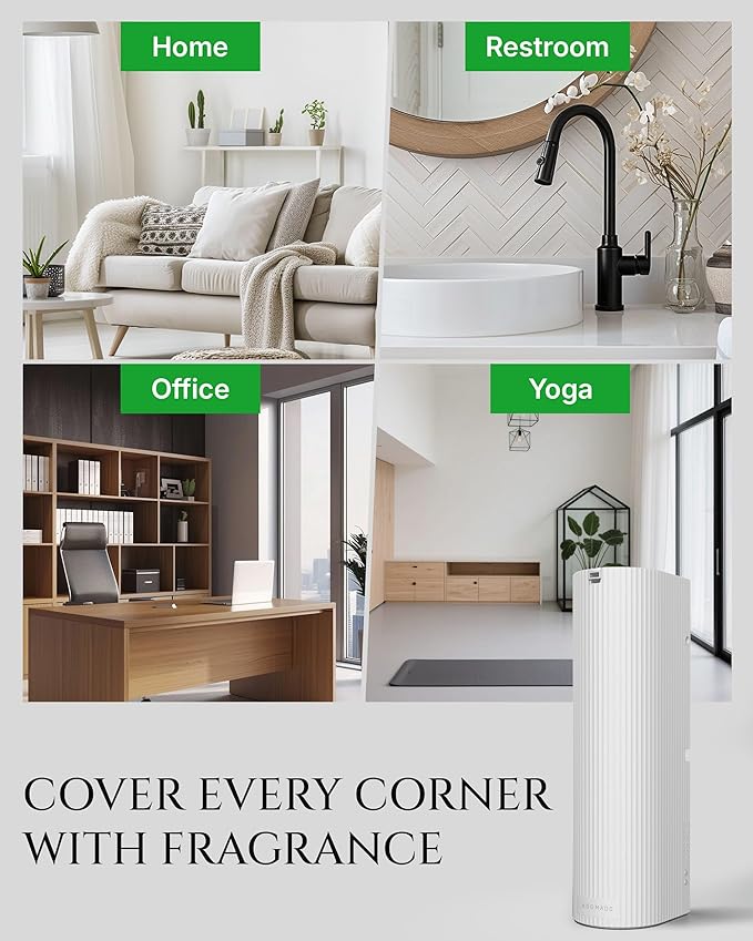 Scent Diffuser Starter Kit – Waterless Essential Oil Diffuser for Home, 1500 Sq.Ft Coverage Scent Air Machine, Smart Auto Mode Hotel Collection Diffuser with Cold Air Tech (White)