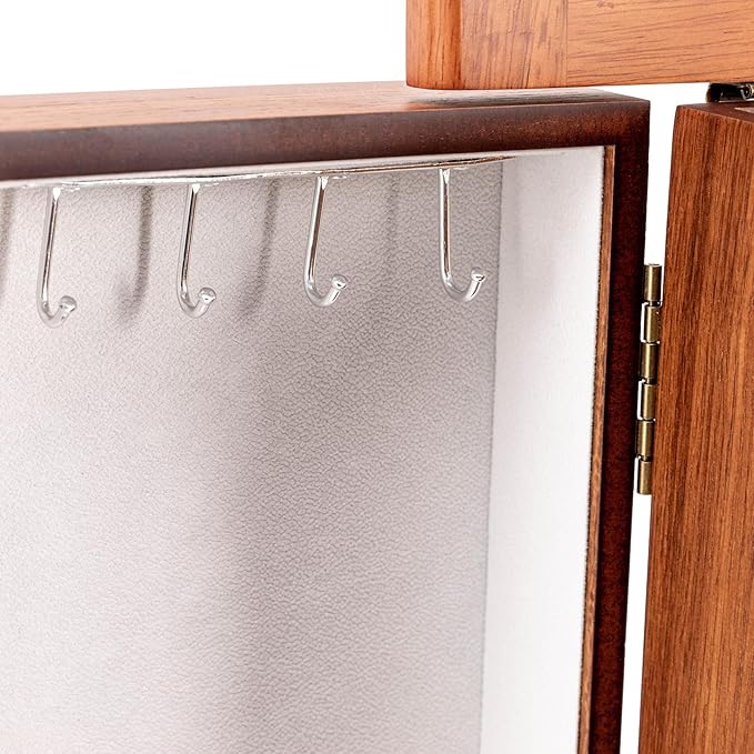 Retro Jewelry Box 7-Tier Large Jewelry Organizer with 6 Drawers and 2 Side Doors Women Girls Storage Case for Necklace Rings Earrings Accessories, with Mirror and Lock,11.1x6.9x14.2in,MDF (Brown)