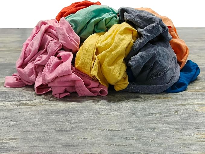 Recycled Color Knit Cleaning Rags (600 lbs. Pallet 120x5 lbs. Compressed Box) – Shop Cloths Bulk for Workshops, Mechanics, Painters, and Home Use, Multipurpose Cotton T-Shirt Rags