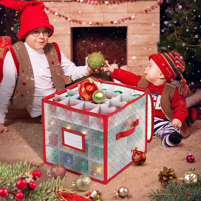 Christmas Tree Ball Organizer Ornament Storage Containers，Ornament Storage Box Hard Plastic Containers That Store Up To 64 Holiday Ornaments