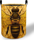 Bee Laundry Basket Hamper 19.7"x15.8", Honey Bee Foldable Waterproof Oxford Clothes Storage Bucket for Room Bathroom Bedroom Nursery Decor, Toy Organizer Bins Gifts for Kids Boys Girls