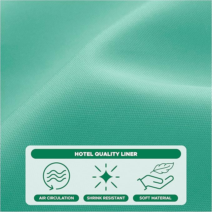 Biscaynebay Quality Fabric Shower Curtain Liners 72 Inch by 72 Inch, Teal Water Resistant Bathroom Curtains Rust Resistant Grommets & Weighted Bottom Hem Machine Washable
