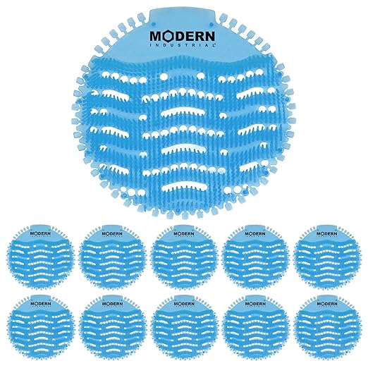 Modern Industrial Urinal Screen and Deodorizer - Fits Most Urinals, Minimizes Splash and Odors for Clean, Fresh Restrooms in Offices, Schools, and Restaurants (Pack of 10)