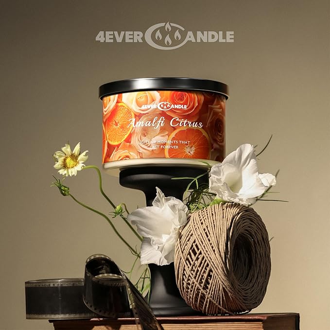 4EVER Scented Candles | 4-Wick 18oz Soy Wax Candle | Up to 50Hrs Clean Burn | Aromatherapy Candles for Home Scented | Gifts for Women & Mom, Amalfi Citrus