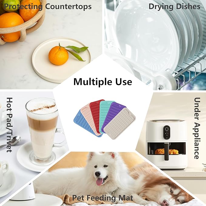 ZLR Silicone Sponge Holder & Sink Caddy Tray (6" x 12") - Narrow Dish Drying Mat for Kitchen Counter - Waterproof Soap Dispenser Organizer, Non-Slip Bathroom Vanity Tray (Meadow Violet)