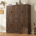 Unikito 71" Tall Kitchen Pantry Cabinet with Farmhouse Barn Doors and Storage Drawer, 8 Adjustable Shelves, Freestanding Cupboard for Dining Room, Living Room, Utility Room, Weathered Brown 2 Pack
