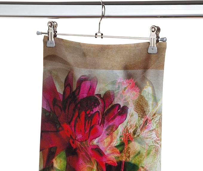 Mawa by Reston Lloyd Non-Slip Space-Saving Clothes Hanger For Pants & Skirts with Two Clips, Style K/40D, Set of 10, 15 3/4"L, Silver