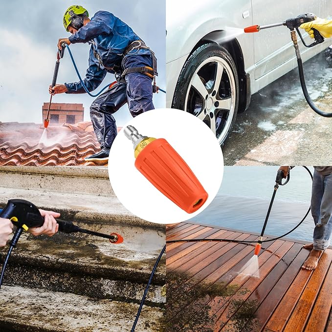 Turbo Nozzle Pressure Washer 4000 PSI Max Rotating Orange Pressure Washer Nozzle with 1/4" Quick Connect Pressure Washer Tips Power Washer Nozzle for Cleaning Brick, Concrete, and Vinyl Surfaces