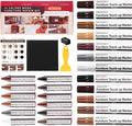 NEW Upgraded Furniture Repair Kit Wood Markers-Set of 24-Markers and Wax Sticks with Sharpener and black cloth Kit, Restore Nail Holes on Wood Furniture, Wood Marker Pens for Scratches, Molding Repair