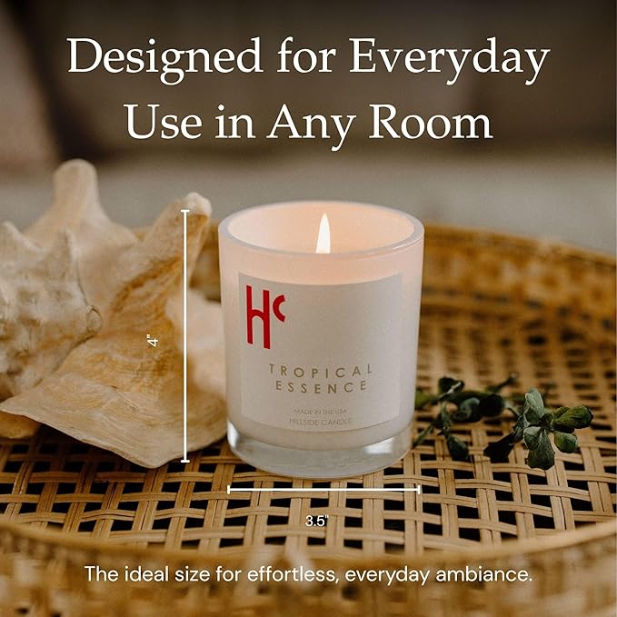Tropical Essence Single Wick Soy Candles, Luxury Scented Candles for Home - Up to 60 Hour Burn Time, Cruelty-Free Soy Wax Blend - Floral Fragrance, Notes of Coconut & Citrus (9 oz)