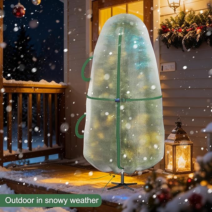 Christmas Tree Bag with Adjustable Straps, Upright Storage Cover for 6-6.5FT Artificial Xmas Tree, Heavy-Duty PE Waterproof Tear-Resistant Protector with Handles