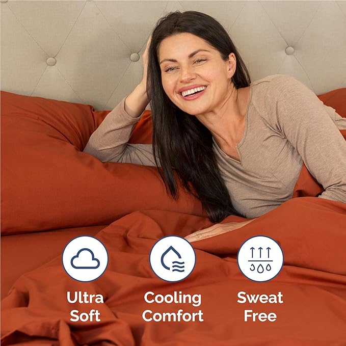 Twin XL 4 Piece Sheet Set - Comfy Breathable & Cooling - Ultra Soft Hotel Luxury Bedding Set w/ 8-16 Inch Deep Pockets - 1 Flat & 1 Fitted Sheet & 2 Pillowcases - Wrinkle Free & Easy Care - Terracotta
