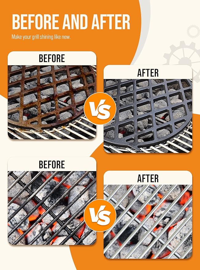 Grill Brush Bristle Free, Grill Cleaner Brush with 5 Replacement Heads, Ultra Safe Grill Brush for Outdoor Grill, Cast Iron, Stainless Steel Grates, Grill Scraper Outdoor BBQ Grill, Black