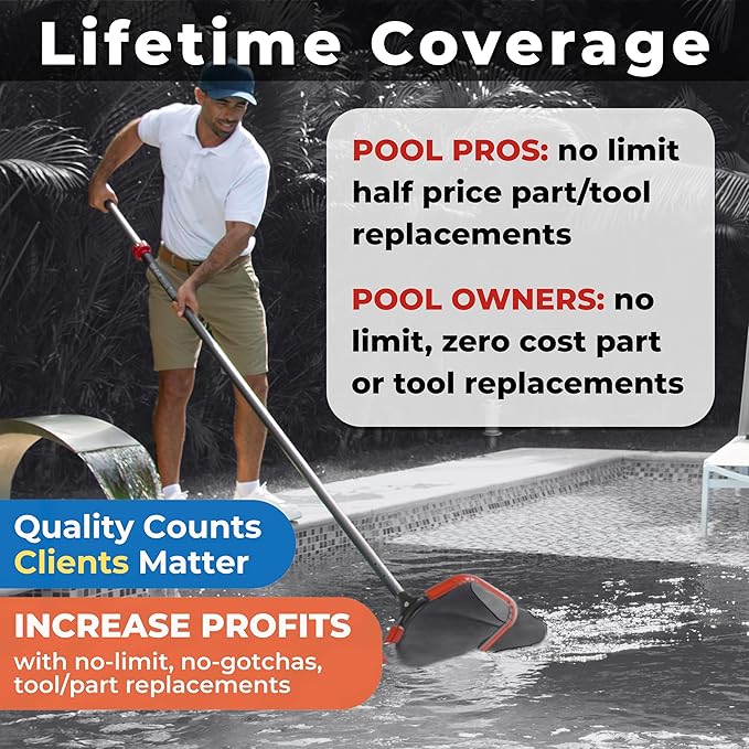 ProTuff 23" Fine Pool Net for PROS – “490 Promise” Unlimited Unconditional Replacement – Cleans 3X Faster Than Vacuum – Wide Pool Skimmer Net with Deep Bag for Easy Maintenance of Leaves, Bugs, Debris