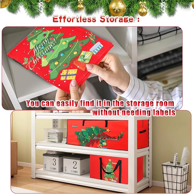 Christmas Tree Storage Bag 4FT 600d Oxford Fabric Small Christmas Tree Bag 3FT for Ornament Storage 85 X 45 X 25cm with 2 Christmas Decoration Storage Bag 30X40cm