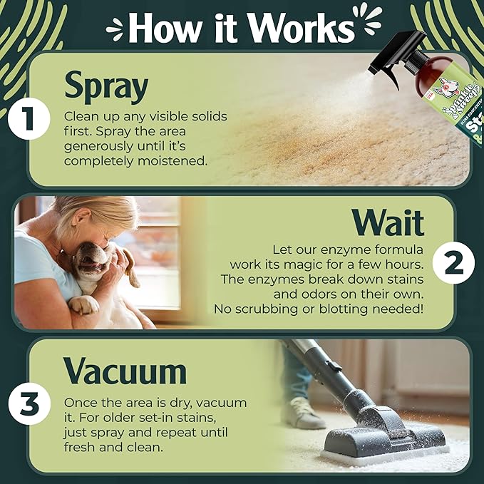 Urine Destroyer Enzyme Cleaner Spray | Cat & Dog Urine Stain and Odor Eliminator | Enzymatic Carpet Cleaner for Pets | Cat Pee Enzyme Cleaner (24oz)