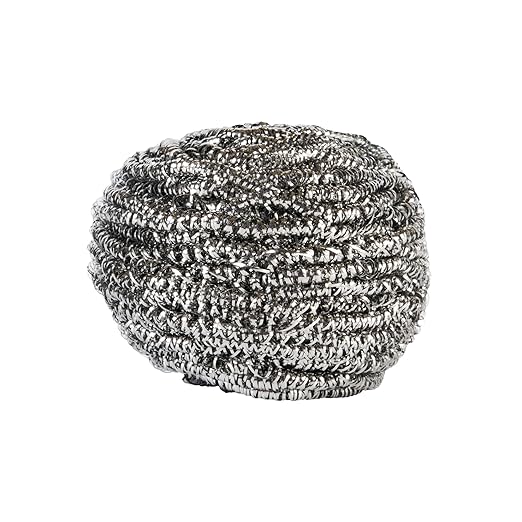 Restaurantware Stainless Steel Scrubber 100-Pack 3.15 x 3.15 x 1.969 Inches Rust-Resistant Metal Scouring Pad Durable Silver Scrub Pad for Pots and Pans Grill Cleaning Scrubber Commercial Kitchen Use
